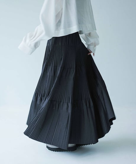 taffeta pleated skirt/2color