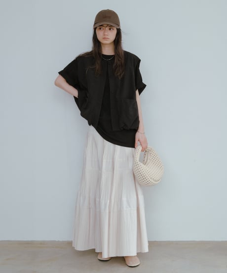 taffeta pleated skirt/2color