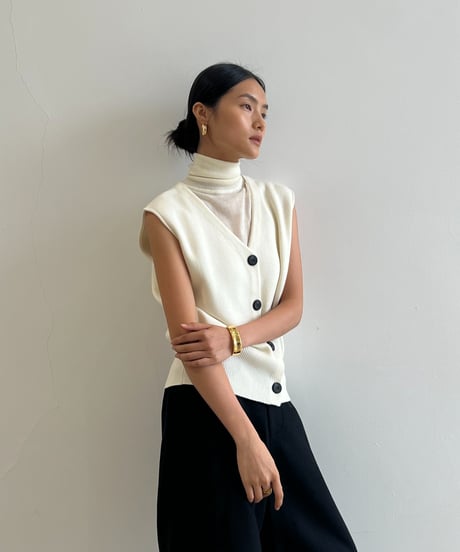 【FINE】v neck knit vest / 2color