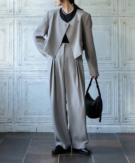 collarless jacket set up/3color/2size
