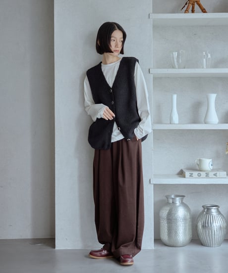 wool blend setup pants/2color