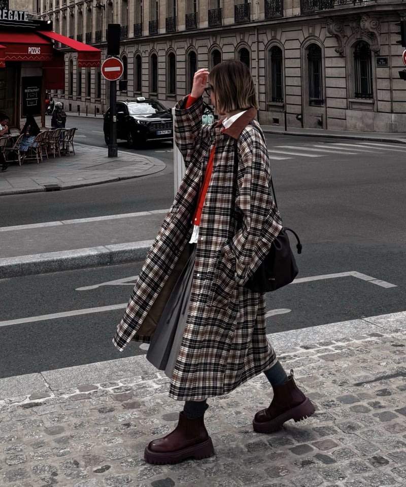 値下げ！FASHIRU ステンカラーコート check soutien collar coat | F A S H I R U