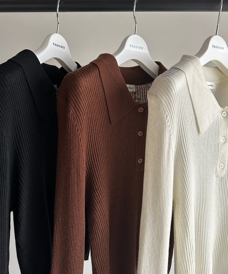 wool blend polo knit sweater/3color