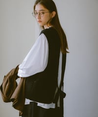 back open knit vest/2color