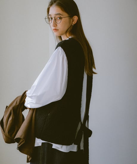 back open knit vest/2color