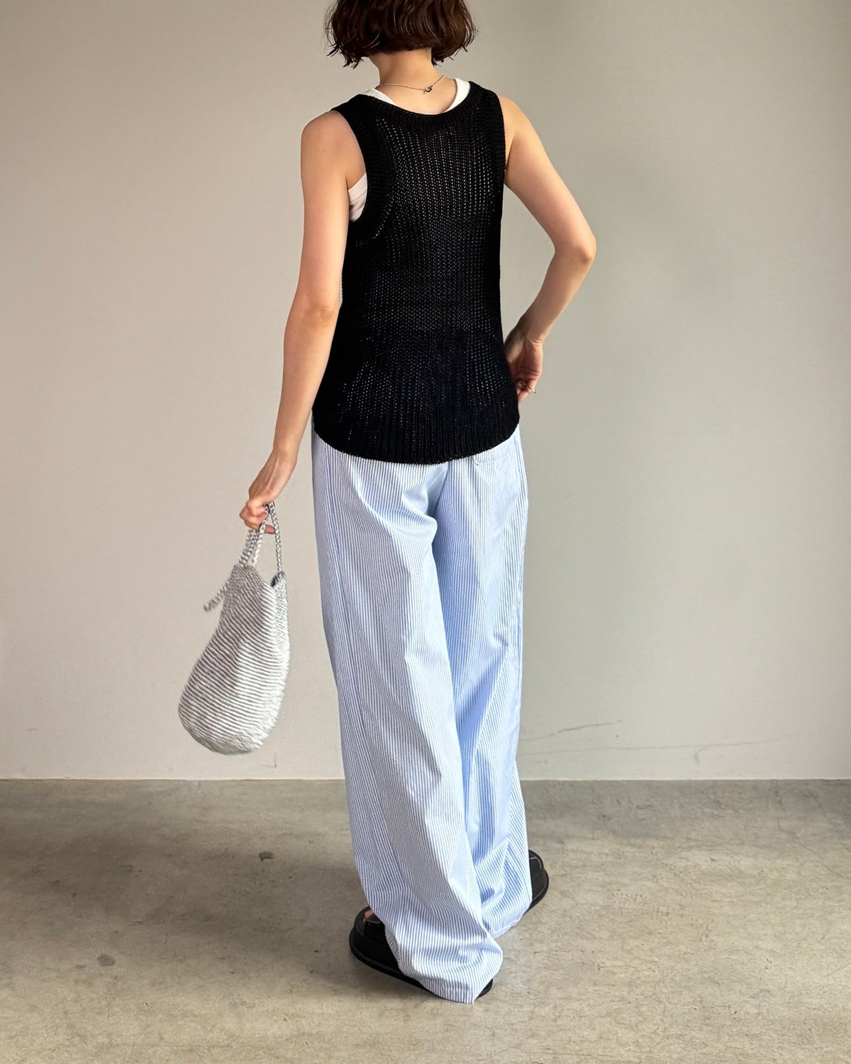 FASHIRU stripe easy pants blue 新品 stripe easy pants | F A S H I R U