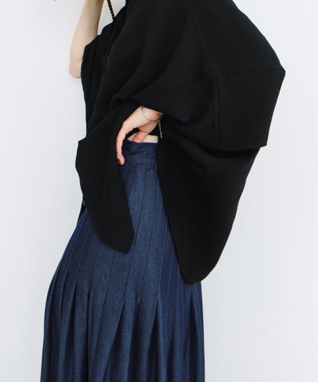 distressed detail pleated skirt / 2color / 2size
