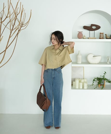cropped square shirt/3color