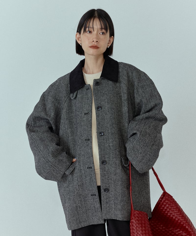 corduroy collar wool middle coat/2color | F A S