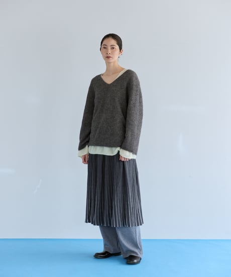 【FINE】V-neck wool mohair light knit/3color
