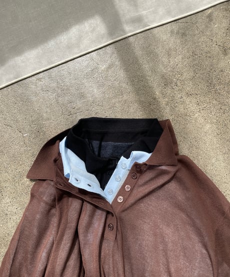 sheer polo knit shirt (long sleeve)
