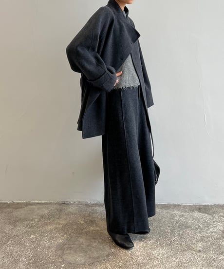 【FINE】wool minimal stand collar coat/2color