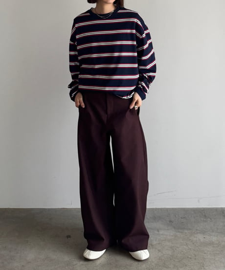 burgundy curve pants/3size