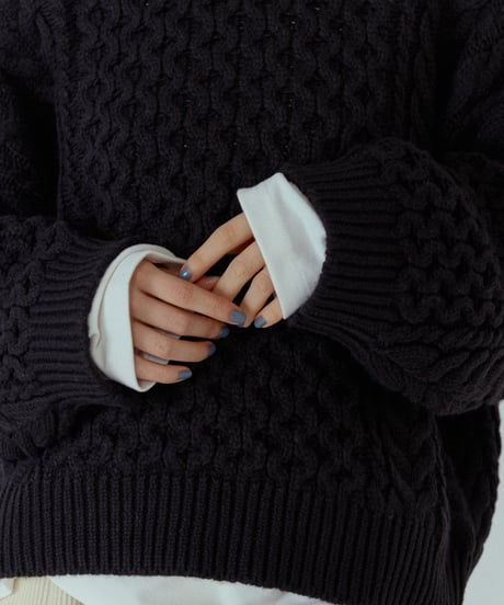 wool blend aran knit/5color