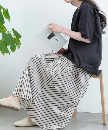 stripe flare skirt