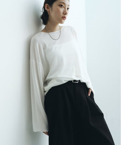 【FINE】sheer drape long sleeve/2color