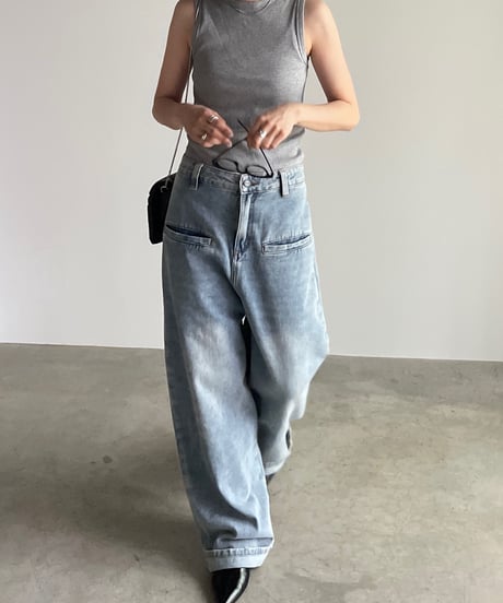 loose denim pants/2size