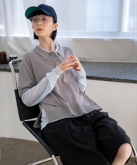 sheer polo knit shirt (short sleeve)