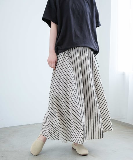 stripe flare skirt
