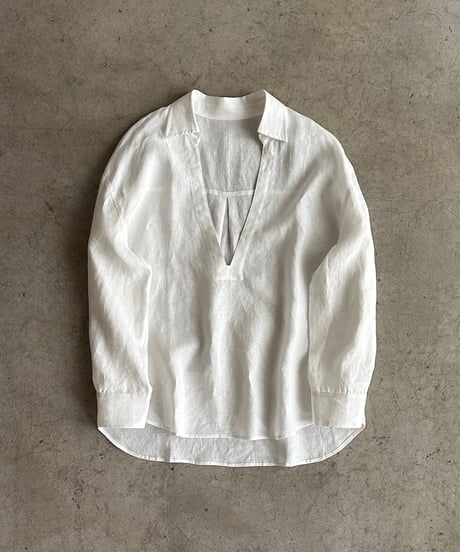 【setup対応】relaxed open linen shirt / linen tuck shorts /2color