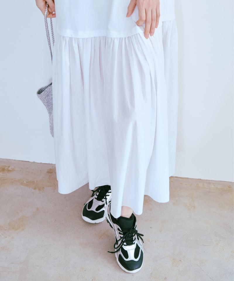 FASHIRU コットンドッキングフレアワンピース 新品未使用タグ付き cotton docking flare OP/2color | F A S H I R U