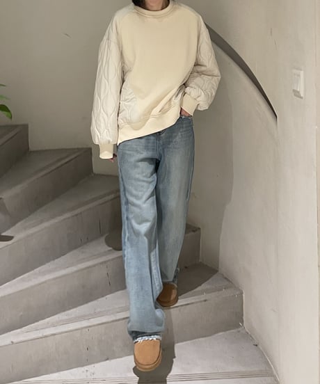 straight denim pants/2color