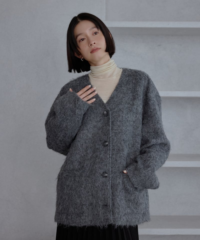 OHGA SHAGGY CORDIGAN グレー 2024 OHGA SHAGGY CORDIGAN グレー