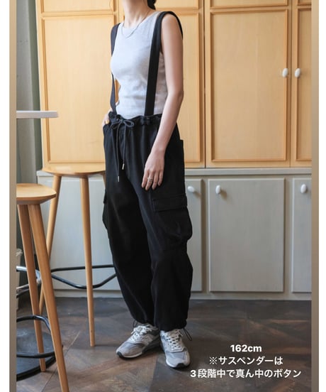 cargo pants with suspenders/2color