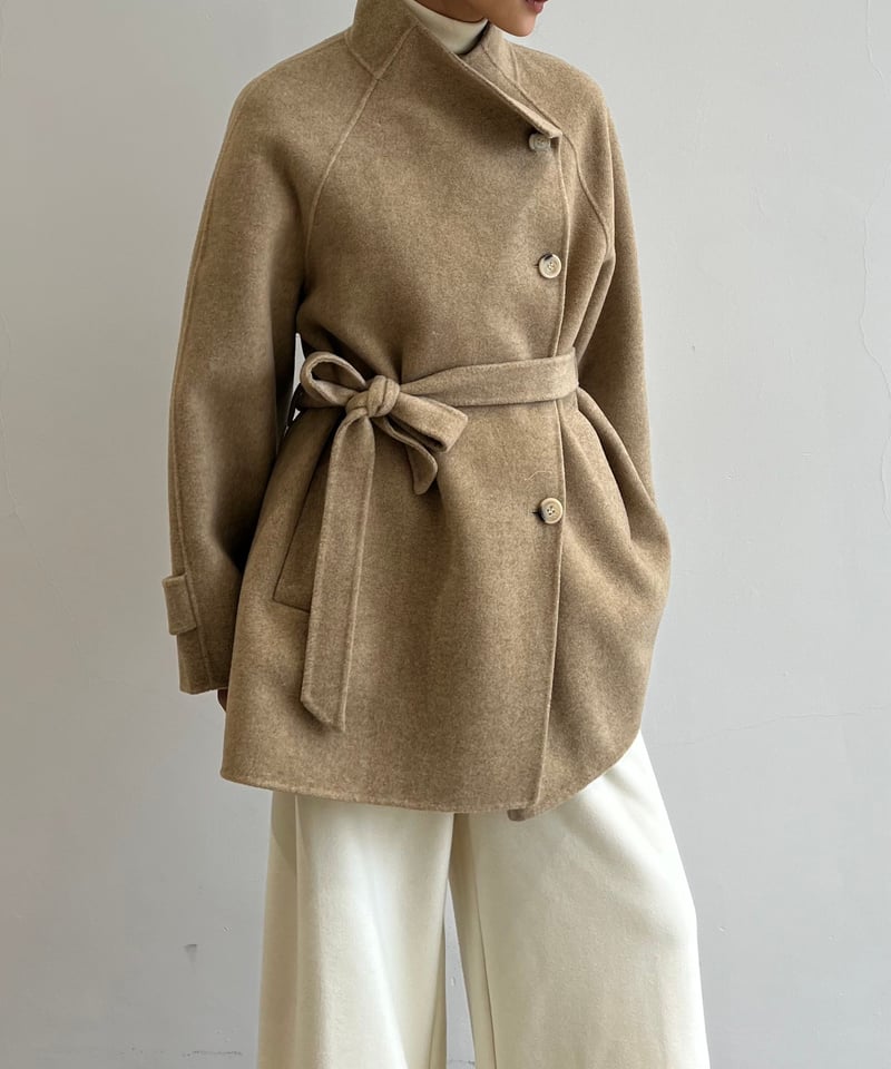 stand collar wool coat フリーサイズ　ベージュ Stand Collar Wool Coat c1911-20 | cizatto