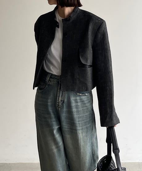 heather stand collar jacket/2size