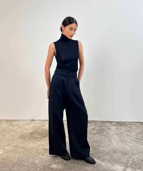 【FINE】linen wide tuck pants/2size