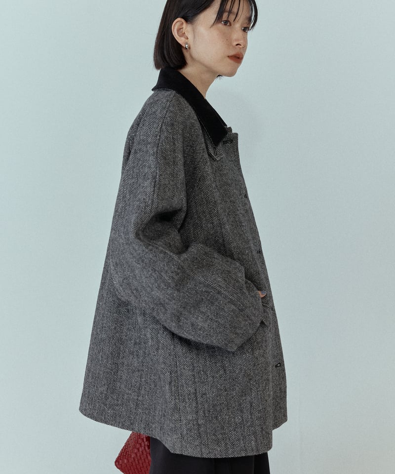 corduroy collar wool middle coat/2color | F A S
