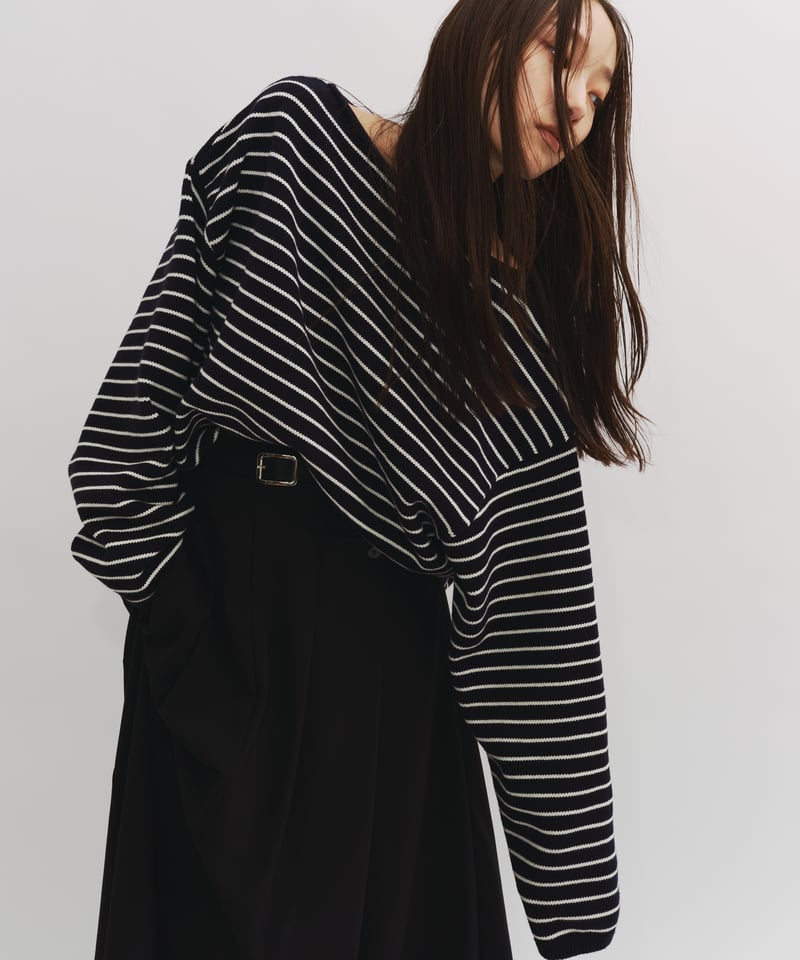 BORDERS & BOUNDARIES ブラックニット M FINE】border knit pullover | F A S H I R U