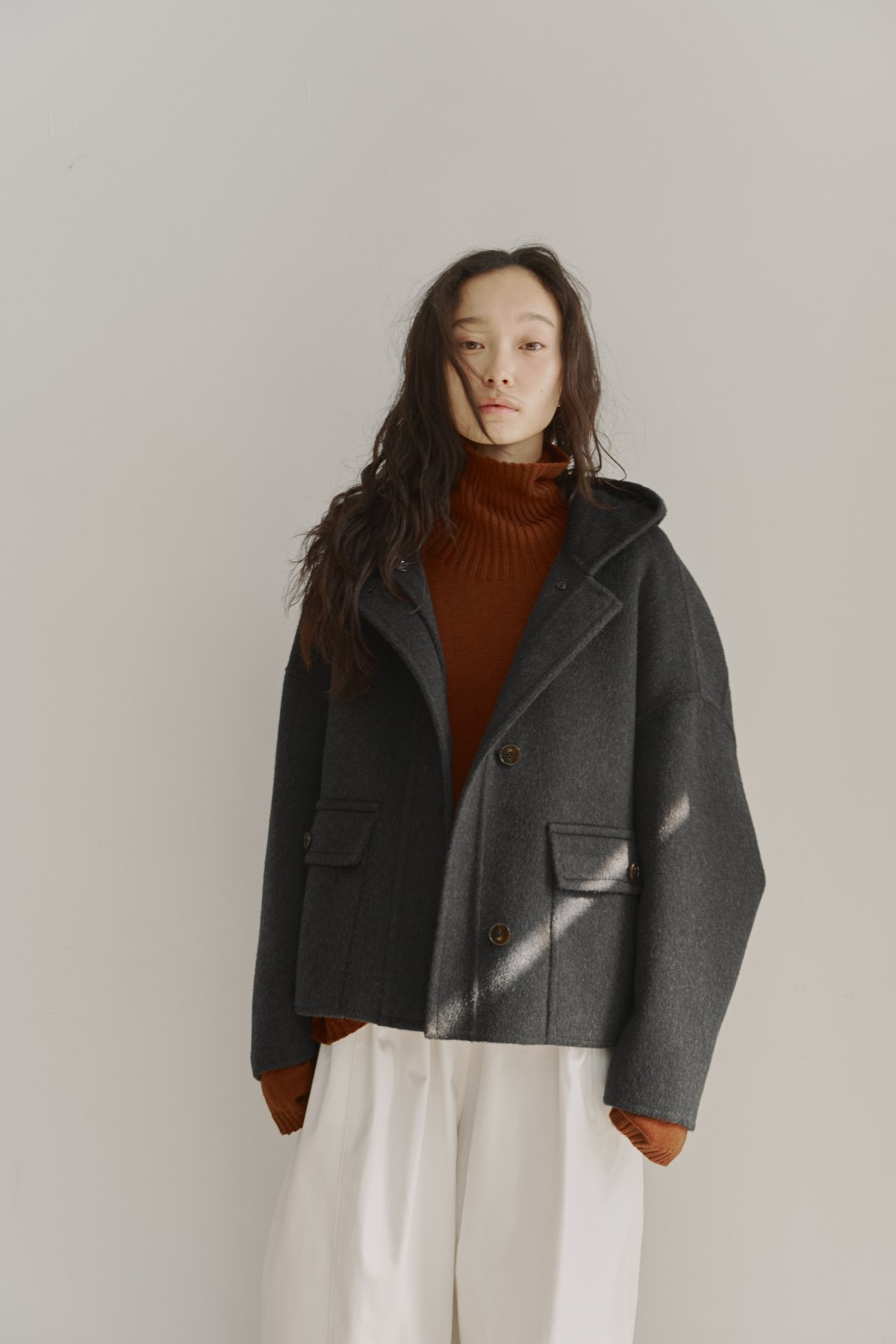 ジャケット・アウター FASHIRU hoodie wool short coat FASHIRU hoodie wool short coat