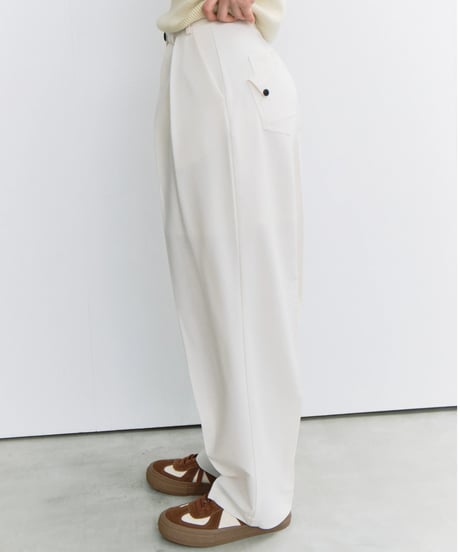 slim curve double pleat slacks / 3color / 2size