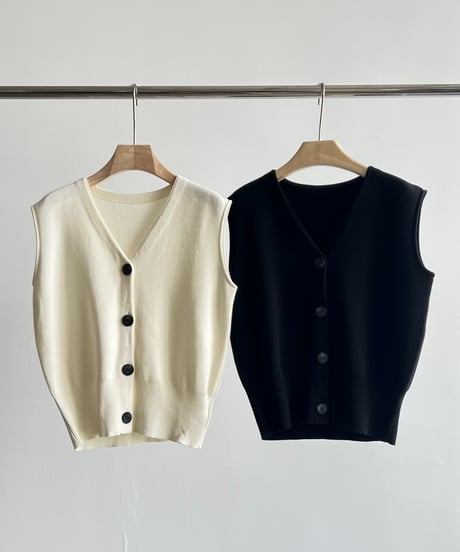 【FINE】v neck knit vest / 2color