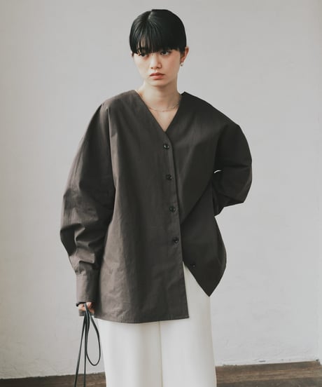 cotton v neck blouse/3color