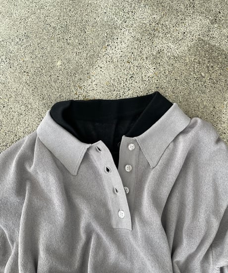 sheer polo knit shirt (long sleeve)