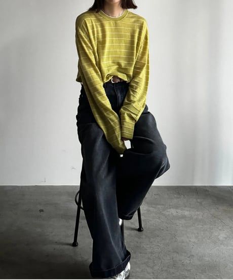 wool blend multi border tops/3color