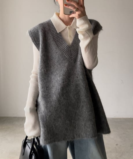 wool blend polo knit sweater/3color