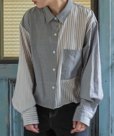 cropped design shirt/3color