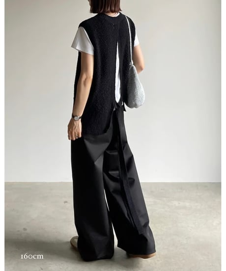 back open knit vest/2color