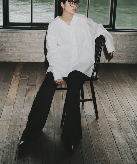 cotton v neck blouse/3color