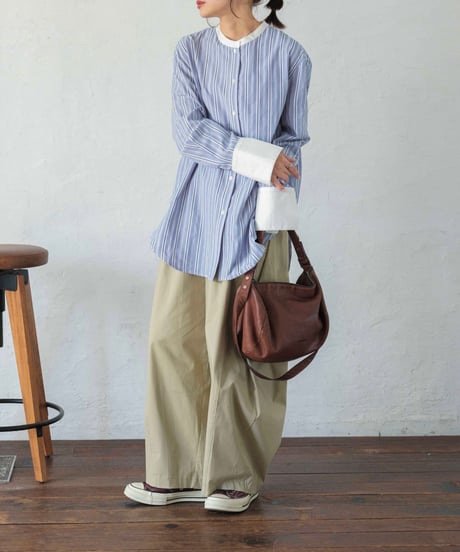 smooth cotton loose tapered pants/3color