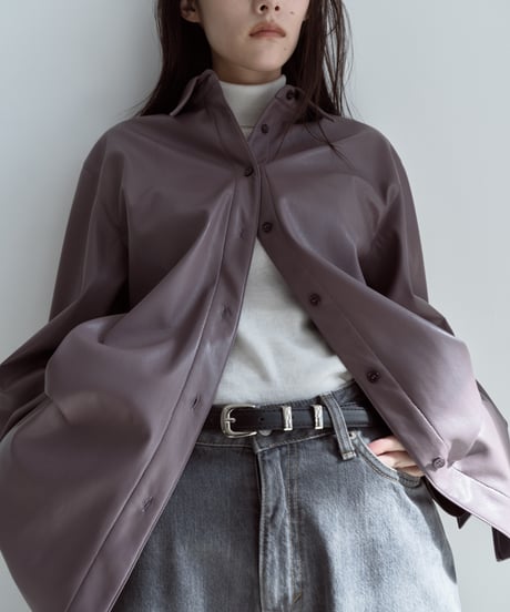 【FINE】fake leather shirts/3color