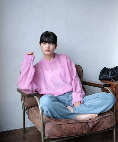 patterned mesh knit/2color