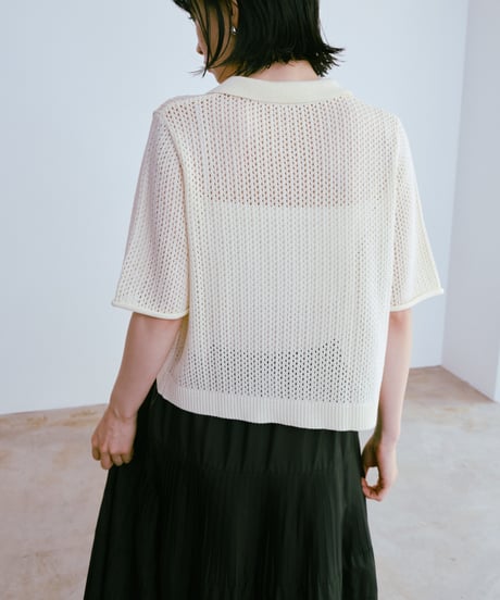 mesh polo knit shirts/2color