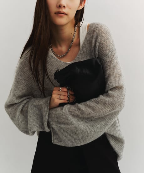 【FINE】V-neck wool mohair light knit/3color