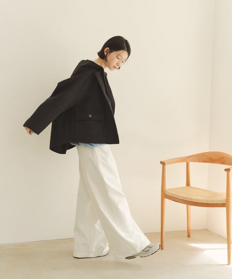 hoodie wool short coat