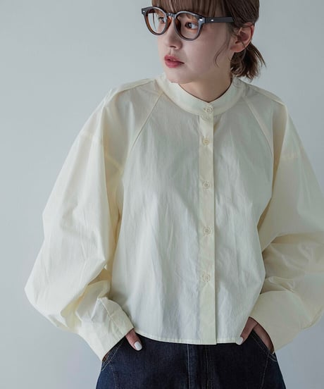 collarless volume sleeve blouse/2color